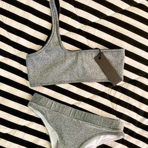 TRIANGL Melrose Silver Sparker Swim Bikini SMALL